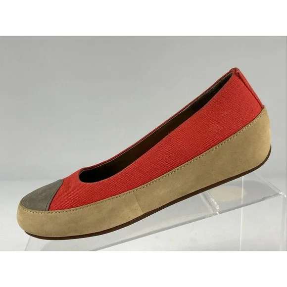 FitFlop Due Canvas Shoes Womens 5.5US 36EU Red Platform Toning Ballet Flats - Picture 2 of 11